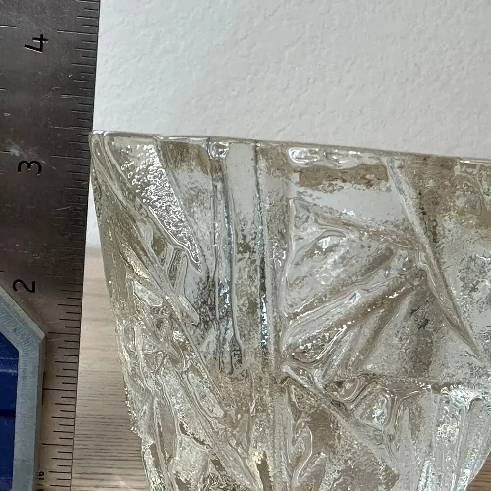 Orrefors Sweden Iceberg Glass Votive Candle Holder Signed Heavy Modern Decor